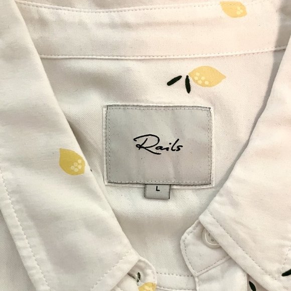 Rails Tops - White with lemon design long-sleeved blouse